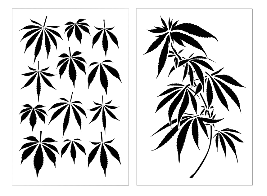 Marijuana Cannabis Leaf Stencil (2 Pack) - Camo Stencils for your ...