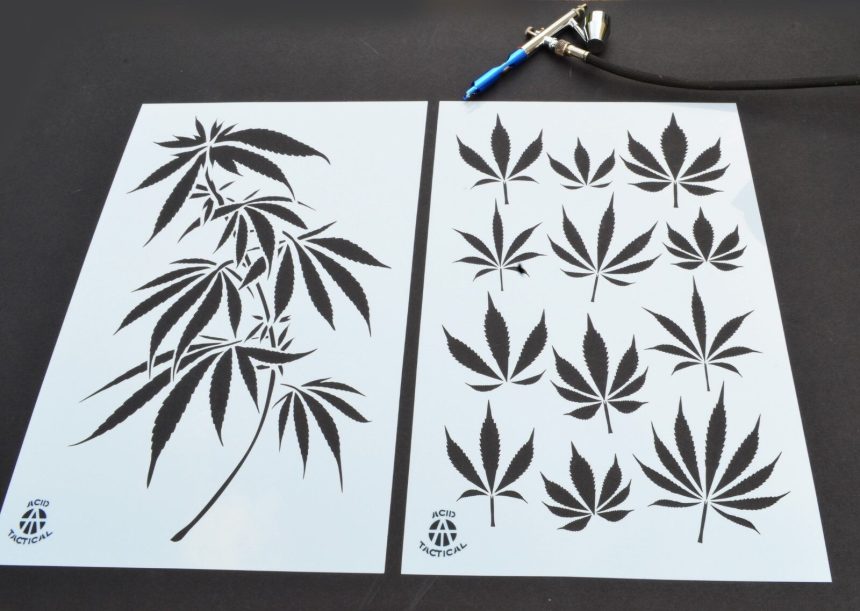 Marijuana Cannabis Leaf Stencil (2 Pack) - Camo Stencils for your